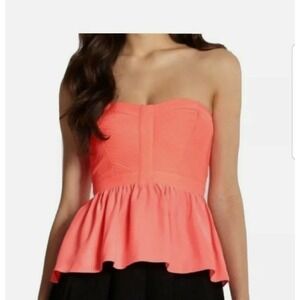 New Parker 100% Silk Strapless Grapefruit Top Women's Size XS MSRP $198